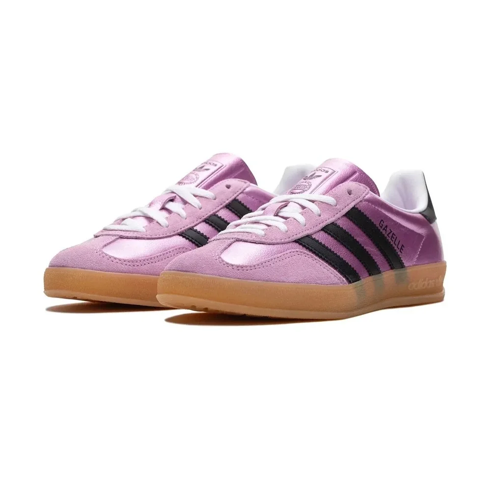 Adidas Gazelle Indoor Women's Size 5.5 Bliss Lilac Pink Black Shoes JS1406 NEW - Picture 3 of 6